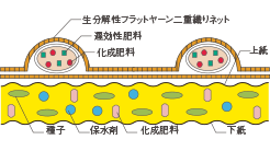 ファイバーマット デラックス Bタイプ　肥料袋付植生張芝・分解性タイプ断面